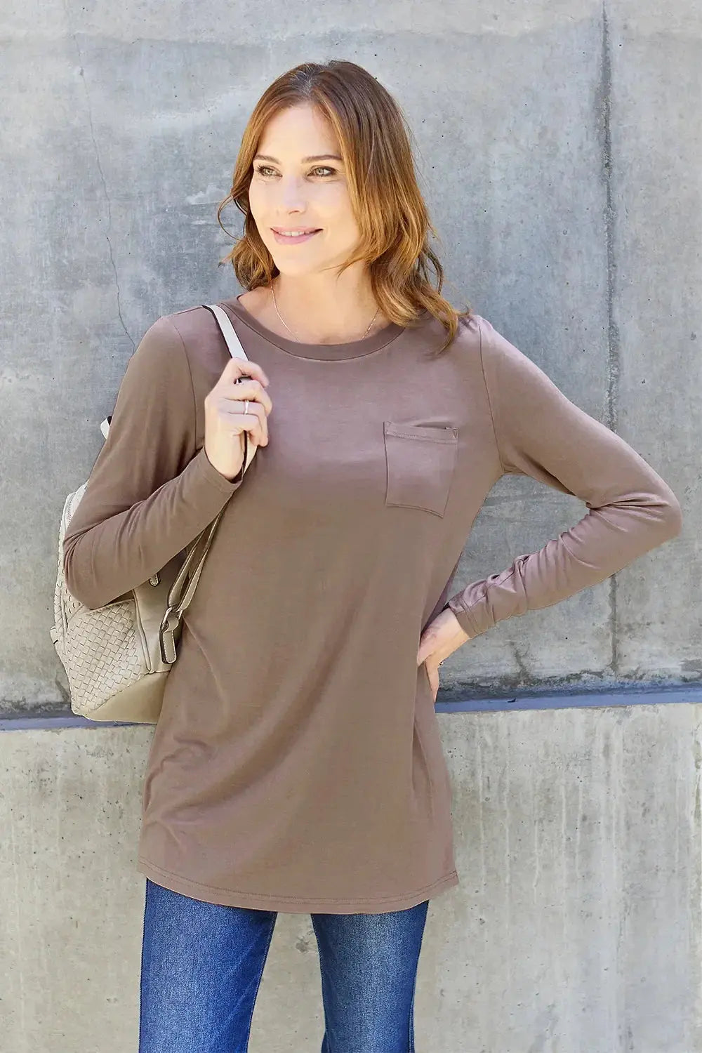 Basic Bae Full Size Round Neck Long Sleeve Top - Love Salve